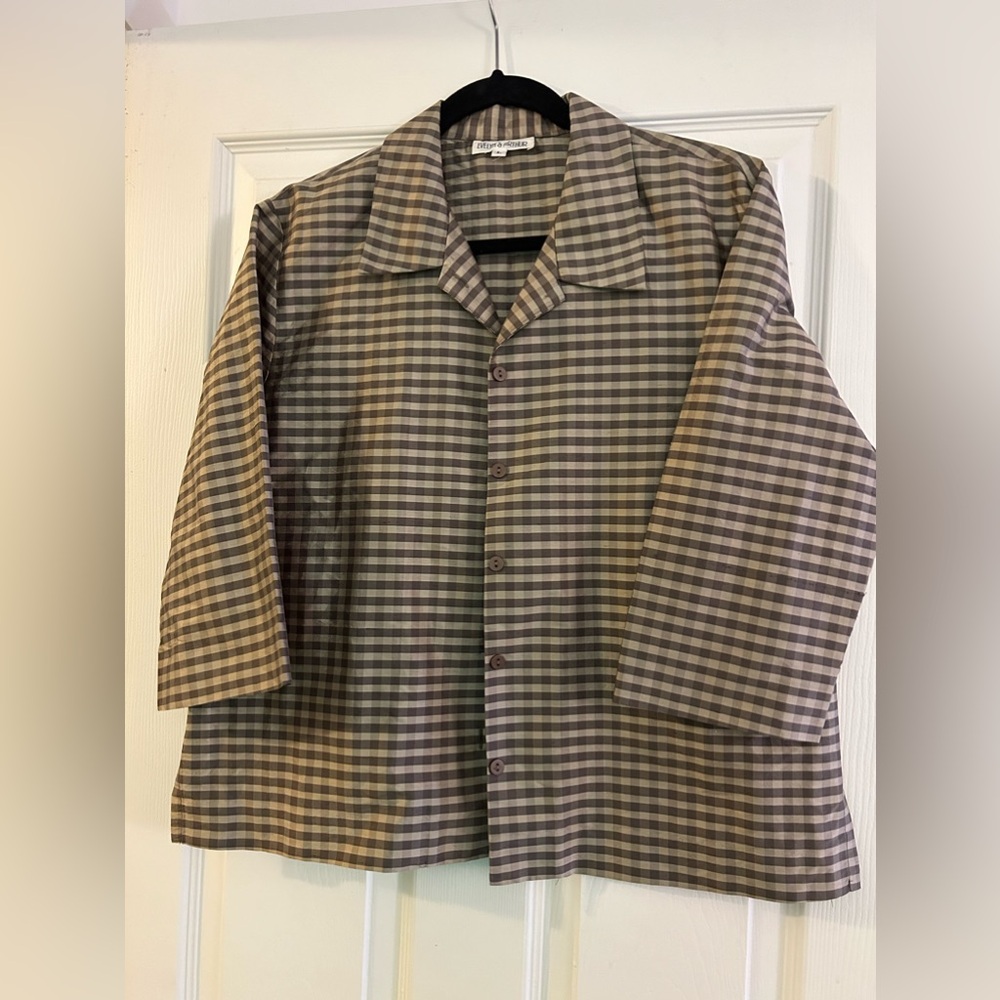Arthur & Evelyn - Large - Tan Green Striped Light Jacket